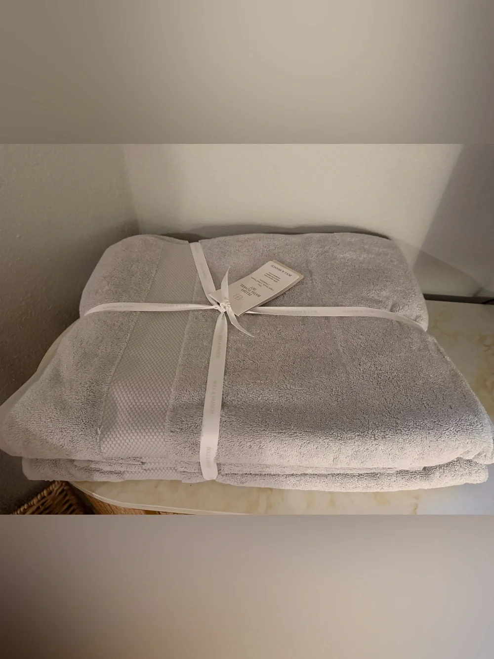 NWT Boll & Branch Plush Bath Towel Set new new new color pewter